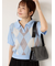 アーガイル開襟ニット