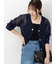 ビジュー付きシアーVネックカーディガン