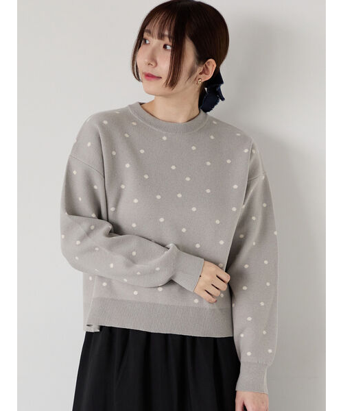 ドットジャカードクルーネックニット｜テチチ テラスの通販｜&mall