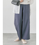 麻調ストライプイージーパンツ