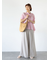 先染めストライプギャザーブラウス