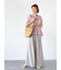 先染めストライプギャザーブラウス