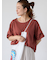 プレーティング袖タックTシャツ