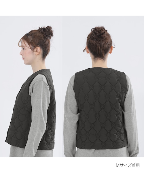 デイジーキルトポケッタブル ベスト（ブラック）｜マリークヮントの