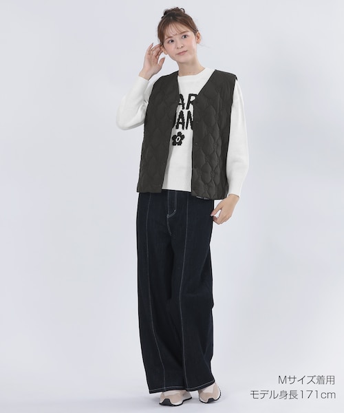 デイジーキルトポケッタブル ベスト（ブラック）｜マリークヮントの