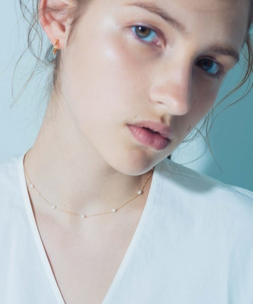 ete　K10 YG　ライス　パール　ステーション　レイヤー　ネックレス ete K10 YG ライス パール ステーション レイヤー ネックレス