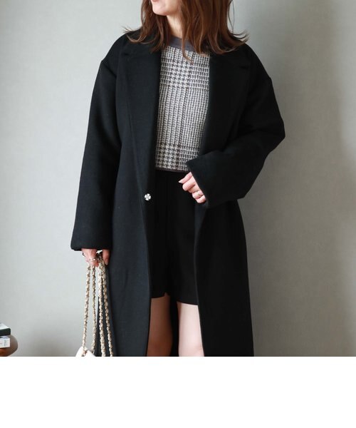 クードシャンス チェスターコート ロング ウール 40 11号 L ピンク