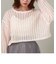 クロップド丈透かし編みニット