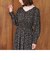 長袖花柄シャーリングワンピース
