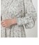 長袖花柄シャーリングワンピース