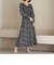 長袖花柄シャーリングワンピース