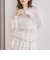 モヘアタッチ透かしミドルニット