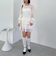 モヘアタッチ透かしミドルニット
