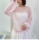モヘアタッチ透かしミドルニット