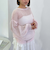 モヘアタッチ透かしミドルニット