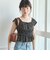 花柄シャーリングオフショルブラウス