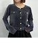 ベロアライク金ボタンニットカーディガン