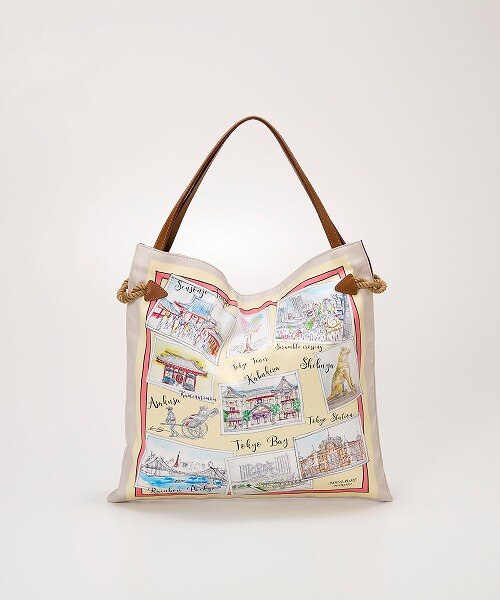 TREASURE TOPKAPI】マイルドサテン スカーフ柄 トートバッグ