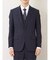 タカキュー ウール混 2ボタン3ピース ビジネスセットアップスーツ 杢チェック紺