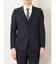レノマ オム 超光沢ストレッチ 2ボタン3ピース ビジネスセットアップスーツ シャドードビー紺
