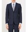 超光沢ストレッチ スリムフィット 2ボタン2ピーススーツ ジオメトリック紺