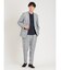 TechLinen スリムフィット ノータックパンツ チェックライトグレー(セットアップ可能)