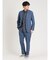 TechDenim スリムフィット ノータックパンツ 青(セットアップ可能)