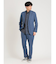 TechDenim スリムフィット ノータックパンツ 青(セットアップ可能)