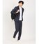 軽量ストレッチ レギュラーフィット ノータックパンツ グレンチェック紺(セットアップ可能)