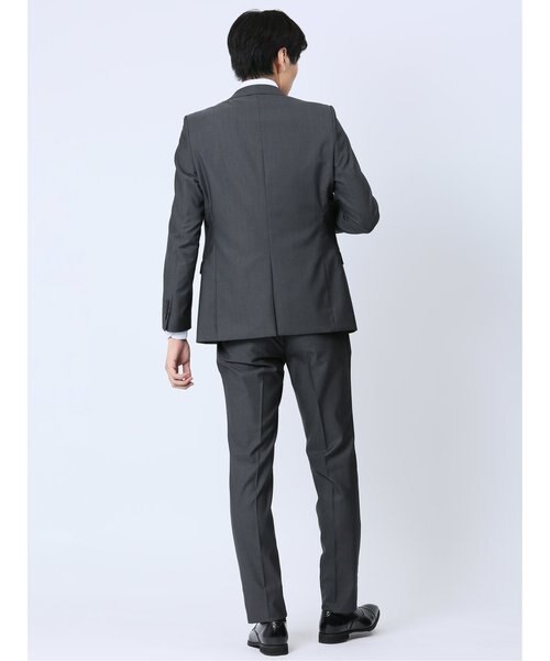 ミダスMIDAS　光沢ブラックスーツ　光沢感あり！　トルネードマート好きな方にも 光沢ストレッチ スリムフィット 2ボタン3ピーススーツ