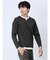 さまになる フェイクレイヤード キーネック長袖Tシャツ