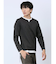 さまになる フェイクレイヤード キーネック長袖Tシャツ