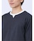 さまになる フェイクレイヤード キーネック長袖Tシャツ