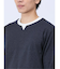 さまになる フェイクレイヤード キーネック長袖Tシャツ