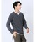 さまになる フェイクレイヤード キーネック長袖Tシャツ