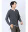 さまになる フェイクレイヤード キーネック長袖Tシャツ