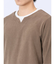 さまになる フェイクレイヤード キーネック長袖Tシャツ