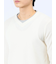 ワッフル裏起毛 フェイクVネック長袖Tシャツ