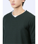ワッフル裏起毛 フェイクVネック長袖Tシャツ
