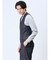 TechLinen スリムフィット ジレベスト チェック紺(セットアップ可能)
