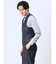 TechLinen スリムフィット ジレベスト チェック紺(セットアップ可能)