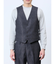 TechLinen スリムフィット ジレベスト チェック紺(セットアップ可能)