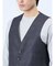 TechLinen スリムフィット ジレベスト チェック紺(セットアップ可能)