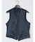 TechLinen スリムフィット ジレベスト チェック紺(セットアップ可能)