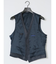 TechLinen スリムフィット ジレベスト チェック紺(セットアップ可能)