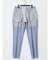TechLinen スリムフィット ノータックパンツ 青(セットアップ可能)