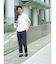 軽量 スリムフィット ノータックパンツ ウィンドペン紺(セットアップ可能)