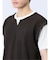 さまになる フェイクレイヤード キーネック半袖Tシャツ