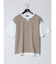 さまになる フェイクレイヤード キーネック半袖Tシャツ