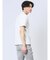 リンクス縦柄 フェイクVネック半袖Tシャツ